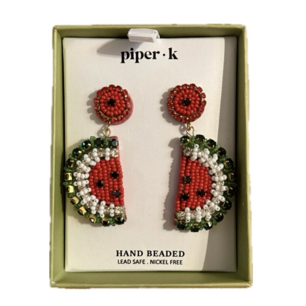 Viral Beaded Piper K Watermelon Earrings